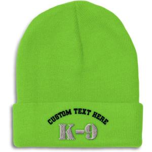 imageCustom Beanies for Men K9 Silver Logo Embroidery Letters Winter Hats for Women Acrylic Skull Cap 1 SizeLime Personalized Text Here