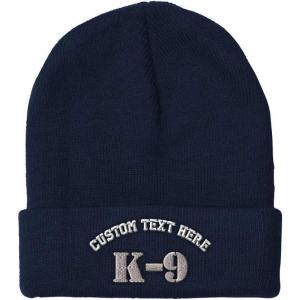 imageCustom Beanies for Men K9 Silver Logo Embroidery Letters Winter Hats for Women Acrylic Skull Cap 1 SizeNavy Personalized Text Here