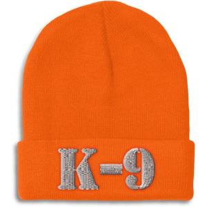 imageCustom Beanies for Men K9 Silver Logo Embroidery Letters Winter Hats for Women Acrylic Skull Cap 1 SizeOrange Design Only
