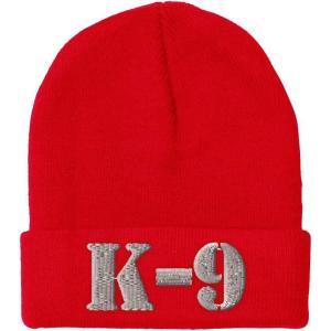 imageCustom Beanies for Men K9 Silver Logo Embroidery Letters Winter Hats for Women Acrylic Skull Cap 1 SizeRed Design Only