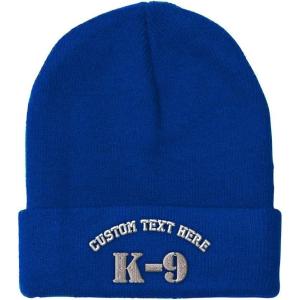 imageCustom Beanies for Men K9 Silver Logo Embroidery Letters Winter Hats for Women Acrylic Skull Cap 1 SizeRoyal Blue Personalized Text Here