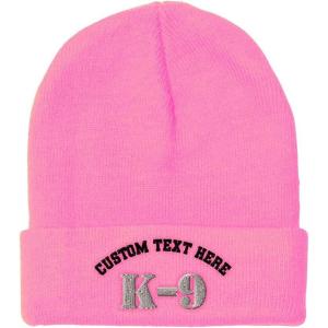 imageCustom Beanies for Men K9 Silver Logo Embroidery Letters Winter Hats for Women Acrylic Skull Cap 1 SizeSoft Pink Personalized Text Here