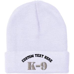 imageCustom Beanies for Men K9 Silver Logo Embroidery Letters Winter Hats for Women Acrylic Skull Cap 1 SizeWhite Personalized Text Here