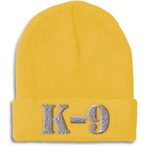 imageCustom Beanies for Men K9 Silver Logo Embroidery Letters Winter Hats for Women Acrylic Skull Cap 1 SizeYellow Design Only