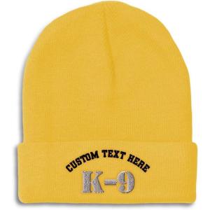 imageCustom Beanies for Men K9 Silver Logo Embroidery Letters Winter Hats for Women Acrylic Skull Cap 1 SizeYellow Personalized Text Here