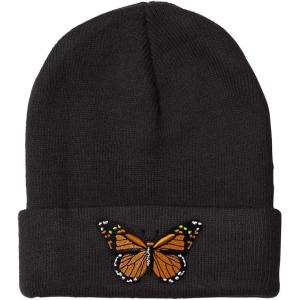 imageCustom Beanies for Men Monarch Butterfly Embroidery Insects Winter Hats for Women Acrylic Skull Cap 1 SizeBlack Design Only