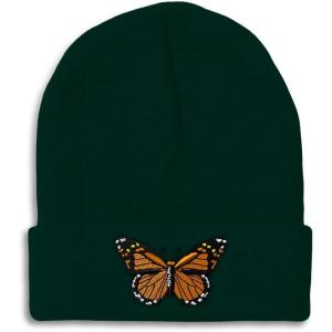 imageCustom Beanies for Men Monarch Butterfly Embroidery Insects Winter Hats for Women Acrylic Skull Cap 1 SizeForest Green Design Only