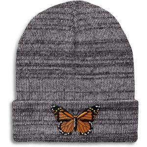 imageCustom Beanies for Men Monarch Butterfly Embroidery Insects Winter Hats for Women Acrylic Skull Cap 1 SizeHeather Grey Design Only