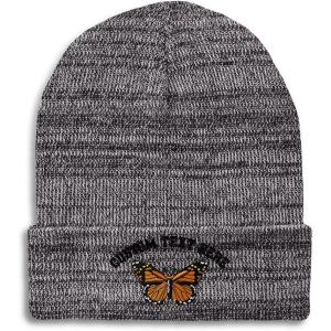 imageCustom Beanies for Men Monarch Butterfly Embroidery Insects Winter Hats for Women Acrylic Skull Cap 1 SizeHeather Grey Personalized Text Here