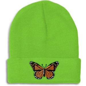 imageCustom Beanies for Men Monarch Butterfly Embroidery Insects Winter Hats for Women Acrylic Skull Cap 1 SizeLime Design Only