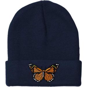 imageCustom Beanies for Men Monarch Butterfly Embroidery Insects Winter Hats for Women Acrylic Skull Cap 1 SizeNavy Design Only
