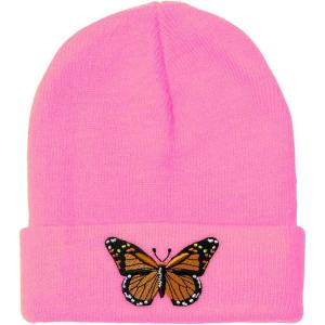 imageCustom Beanies for Men Monarch Butterfly Embroidery Insects Winter Hats for Women Acrylic Skull Cap 1 SizeSoft Pink Design Only