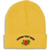 imageCustom Beanies for Men Rose Flower Style A No Border Embroidery Winter Hats for Women Skull Cap 1 SizeYellow Personalized Text Here