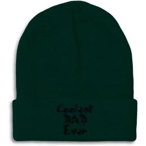 imageCustom Beanies for Men Coolest Dad Ever Black Embroidery Dad Winter Hats for Women Acrylic Skull Cap 1 SizeForest Green Design Only