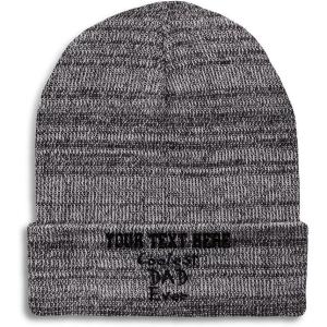 imageCustom Beanies for Men Coolest Dad Ever Black Embroidery Dad Winter Hats for Women Acrylic Skull Cap 1 SizeHeather Grey Personalized Text Here