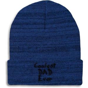 imageCustom Beanies for Men Coolest Dad Ever Black Embroidery Dad Winter Hats for Women Acrylic Skull Cap 1 SizeHeather Royal Blue Design Only