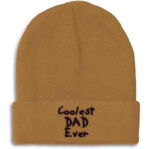 imageCustom Beanies for Men Coolest Dad Ever Black Embroidery Dad Winter Hats for Women Acrylic Skull Cap 1 SizeKhaki Design Only