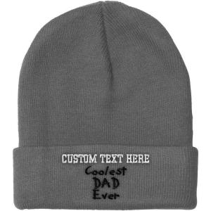 imageCustom Beanies for Men Coolest Dad Ever Black Embroidery Dad Winter Hats for Women Acrylic Skull Cap 1 SizeLight Grey Personalized Text Here