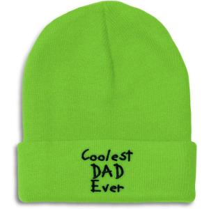 imageCustom Beanies for Men Coolest Dad Ever Black Embroidery Dad Winter Hats for Women Acrylic Skull Cap 1 SizeLime Design Only