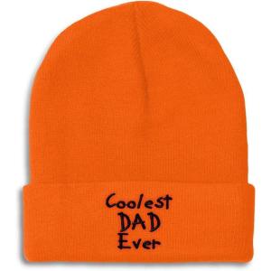 imageCustom Beanies for Men Coolest Dad Ever Black Embroidery Dad Winter Hats for Women Acrylic Skull Cap 1 SizeOrange Design Only