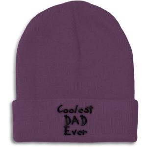 imageCustom Beanies for Men Coolest Dad Ever Black Embroidery Dad Winter Hats for Women Acrylic Skull Cap 1 SizePurple Design Only