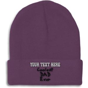 imageCustom Beanies for Men Coolest Dad Ever Black Embroidery Dad Winter Hats for Women Acrylic Skull Cap 1 SizePurple Personalized Text Here