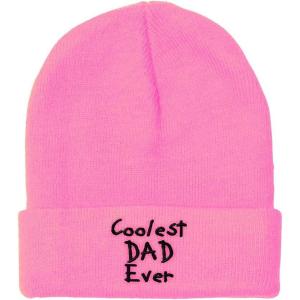 imageCustom Beanies for Men Coolest Dad Ever Black Embroidery Dad Winter Hats for Women Acrylic Skull Cap 1 SizeSoft Pink Design Only