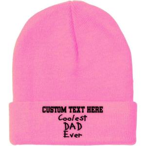imageCustom Beanies for Men Coolest Dad Ever Black Embroidery Dad Winter Hats for Women Acrylic Skull Cap 1 SizeSoft Pink Personalized Text Here