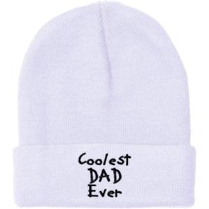 imageCustom Beanies for Men Coolest Dad Ever Black Embroidery Dad Winter Hats for Women Acrylic Skull Cap 1 SizeWhite Design Only