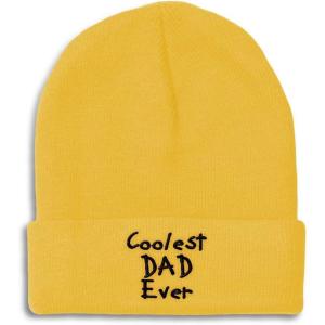 imageCustom Beanies for Men Coolest Dad Ever Black Embroidery Dad Winter Hats for Women Acrylic Skull Cap 1 SizeYellow Design Only