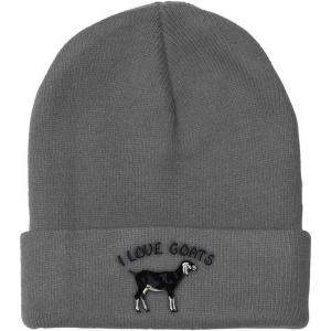 imageBeanie for Men ampamp Women I Love Goats Style A Embroidery Acrylic Skull Cap Hat Light Grey 1 Size