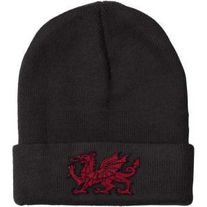 imageBeanies for Men Wales Flag Dragon Seal Embroidery Europe Winter Hats for Women Acrylic Skull Cap 1 SizeBlack Design Only