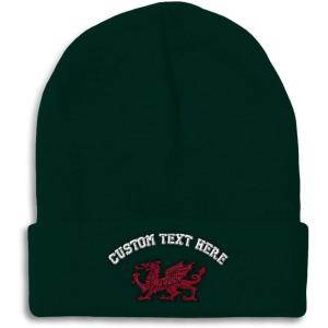 imageBeanies for Men Wales Flag Dragon Seal Embroidery Europe Winter Hats for Women Acrylic Skull Cap 1 SizeForest Green Personalized Text Here