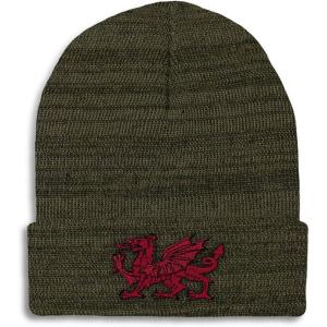 imageBeanies for Men Wales Flag Dragon Seal Embroidery Europe Winter Hats for Women Acrylic Skull Cap 1 SizeHeather Olive Green Design Only