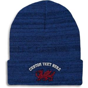 imageBeanies for Men Wales Flag Dragon Seal Embroidery Europe Winter Hats for Women Acrylic Skull Cap 1 SizeHeather Royal Blue Personalized Text Here