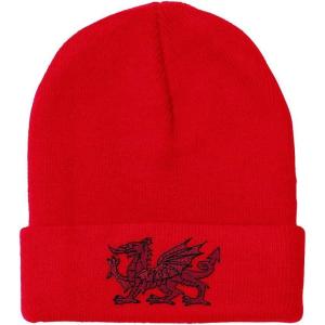 imageBeanies for Men Wales Flag Dragon Seal Embroidery Europe Winter Hats for Women Acrylic Skull Cap 1 SizeRed Design Only