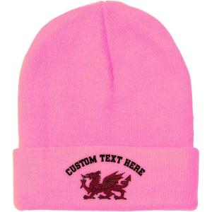 imageBeanies for Men Wales Flag Dragon Seal Embroidery Europe Winter Hats for Women Acrylic Skull Cap 1 SizeSoft Pink Personalized Text Here