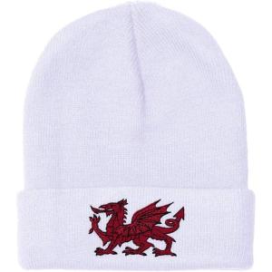 imageBeanies for Men Wales Flag Dragon Seal Embroidery Europe Winter Hats for Women Acrylic Skull Cap 1 SizeWhite Design Only