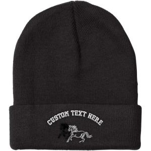 imageCustom Beanies for Men Animal Running Horses Embroidery Winter Hats for Women Acrylic Skull Cap 1 SizeBlack Personalized Text Here