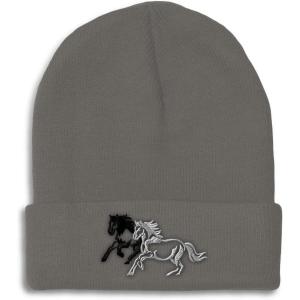 imageCustom Beanies for Men Animal Running Horses Embroidery Winter Hats for Women Acrylic Skull Cap 1 SizeDark Grey Design Only