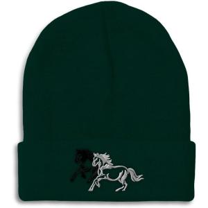 imageCustom Beanies for Men Animal Running Horses Embroidery Winter Hats for Women Acrylic Skull Cap 1 SizeForest Green Design Only