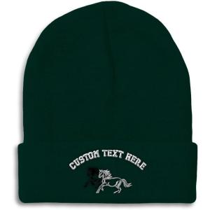 imageCustom Beanies for Men Animal Running Horses Embroidery Winter Hats for Women Acrylic Skull Cap 1 SizeForest Green Personalized Text Here