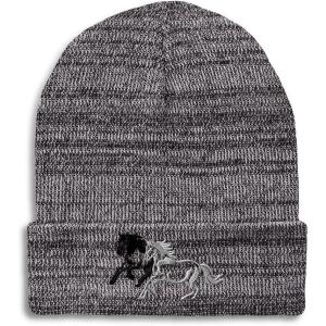 imageCustom Beanies for Men Animal Running Horses Embroidery Winter Hats for Women Acrylic Skull Cap 1 SizeHeather Grey Design Only