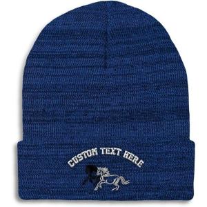 imageCustom Beanies for Men Animal Running Horses Embroidery Winter Hats for Women Acrylic Skull Cap 1 SizeHeather Royal Blue Personalized Text Here