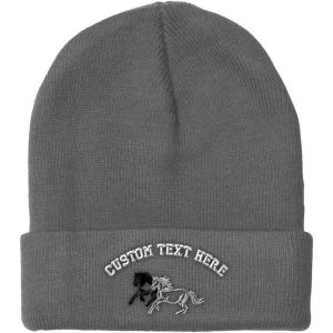 imageCustom Beanies for Men Animal Running Horses Embroidery Winter Hats for Women Acrylic Skull Cap 1 SizeLight Grey Personalized Text Here