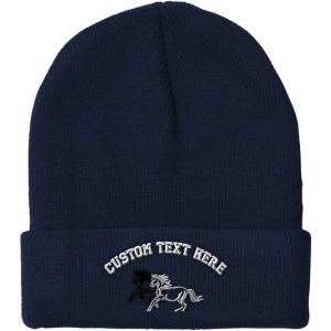 imageCustom Beanies for Men Animal Running Horses Embroidery Winter Hats for Women Acrylic Skull Cap 1 SizeNavy Personalized Text Here