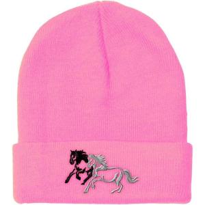 imageCustom Beanies for Men Animal Running Horses Embroidery Winter Hats for Women Acrylic Skull Cap 1 SizeSoft Pink Design Only