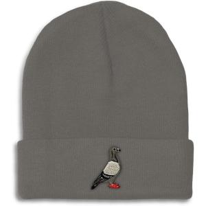 imageCustom Beanies for Men Pigeon B Embroidery Birds Winter Hats for Women Acrylic Skull Cap 1 SizeDark Grey Design Only