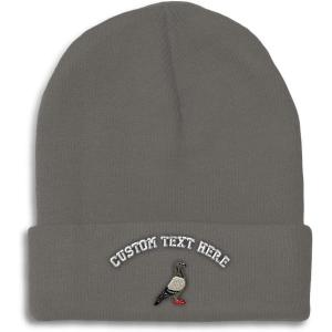 imageCustom Beanies for Men Pigeon B Embroidery Birds Winter Hats for Women Acrylic Skull Cap 1 SizeDark Grey Personalized Text Here
