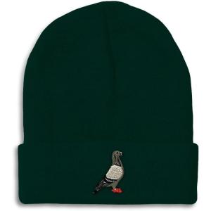 imageCustom Beanies for Men Pigeon B Embroidery Birds Winter Hats for Women Acrylic Skull Cap 1 SizeForest Green Design Only